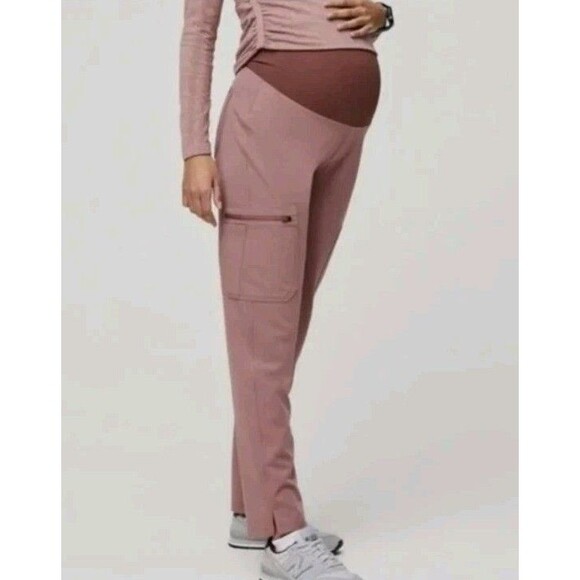 Figs Yola Maternity Mineral Mauve Scrub Pants Women Petite Small - Picture 1 of 7